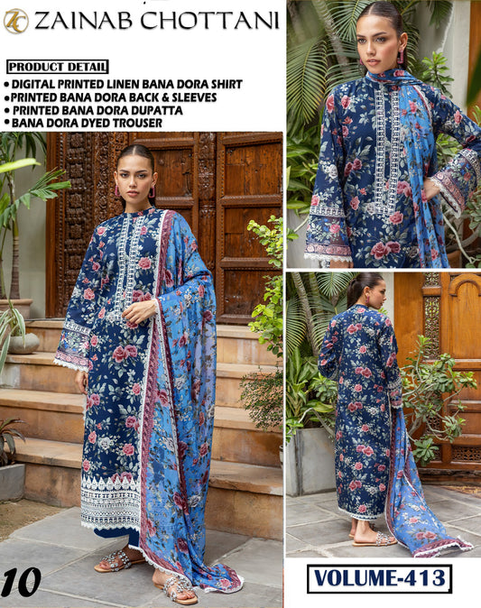 Zainab Chottani Bana Dora linen 3 Pc