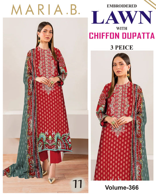 Different Brands Emb Lawn 3Pc Suit