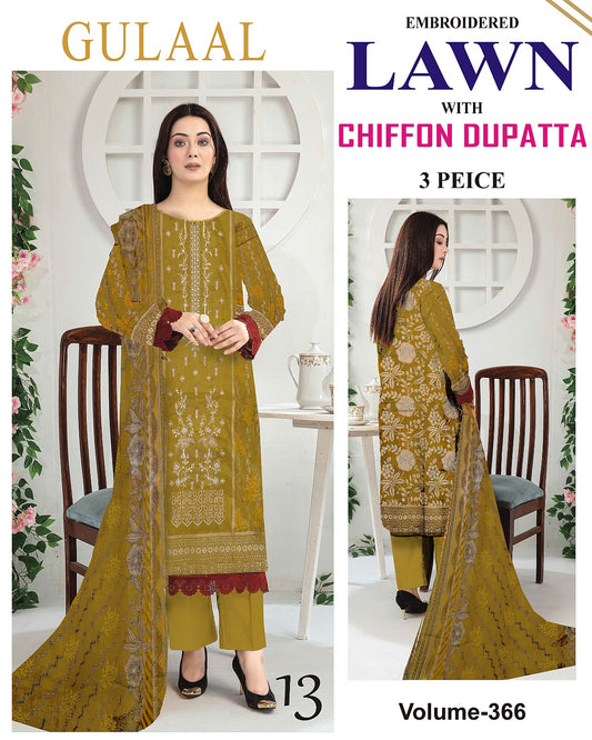 Different Brands Emb Lawn 3Pc Suit