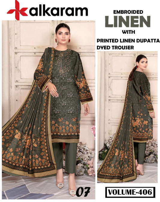 EMBROIDERED LINEN 3PC Multi Brands