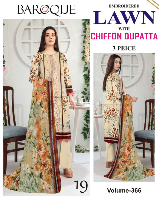 Different Brands Emb Lawn 3Pc Suit