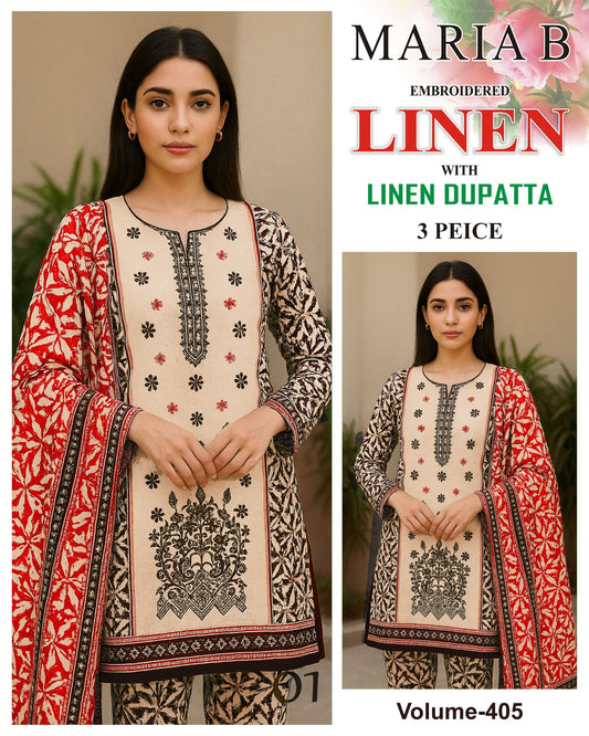 EMBROIDERED LINEN 3PC Multi Brands