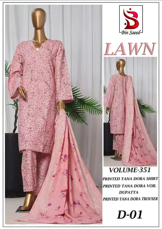 Bin Saeed Tana Dora Lawn 3Pc Suit
