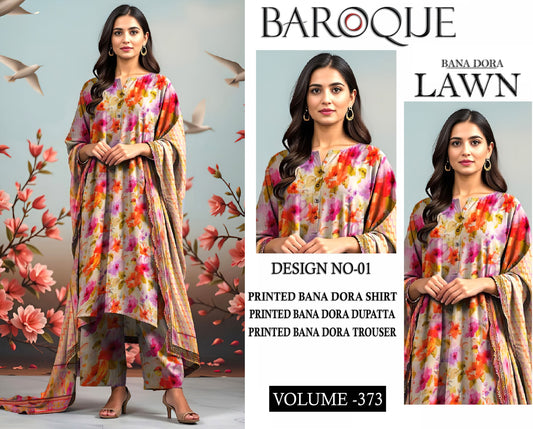 BAROQUE BANA DORA LAWN 3PC SUIT