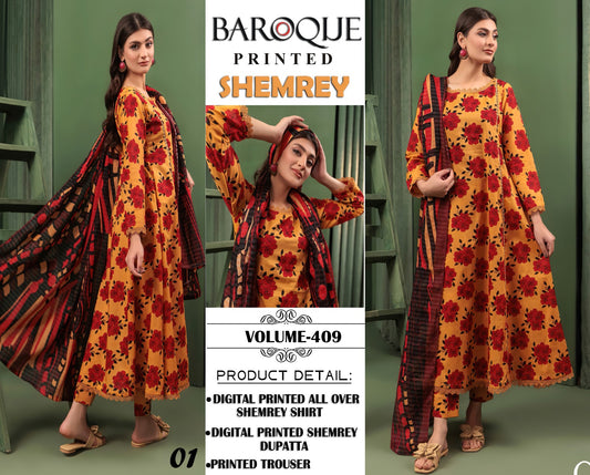 Baroque Printed Shemrey Winter 3PC