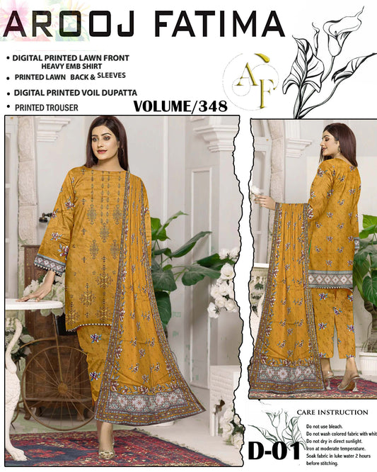 AROOJ FATIMA Original 3Pc Suit