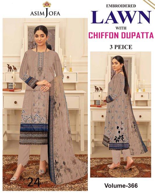 Different Brands Emb Lawn 3Pc Suit