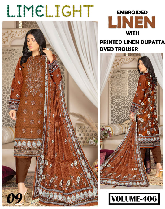 EMBROIDERED LINEN 3PC Multi Brands