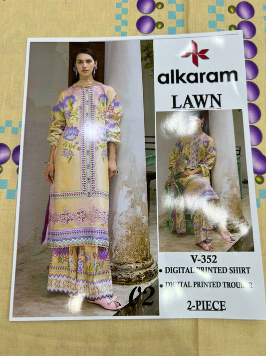 Alkaram Digital Printed Cord Set 2 Pc