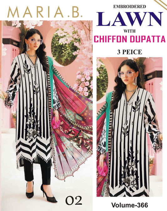 Different Brands Emb Lawn 3Pc Suit