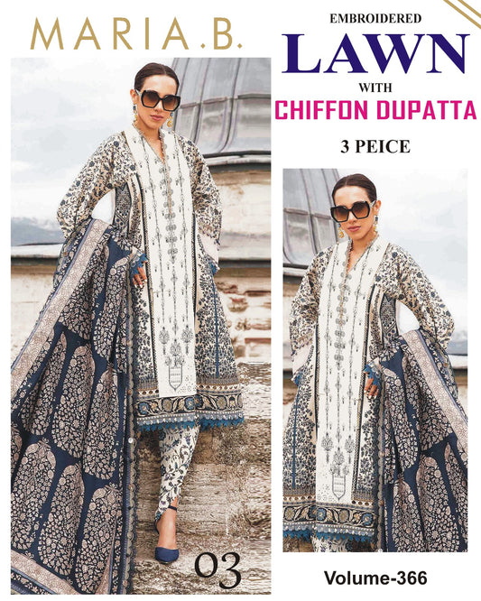 Different Brands Emb Lawn 3Pc Suit