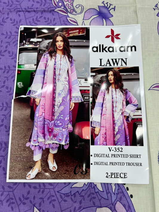 Alkaram Digital Printed Cord Set 2 Pc