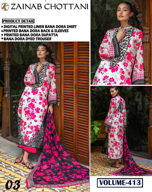 Zainab Chottani Bana Dora linen 3 Pc