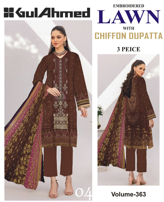 Different Brands Emb Lawn 3Pc Suit