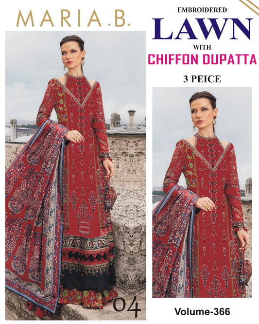 Different Brands Emb Lawn 3Pc Suit