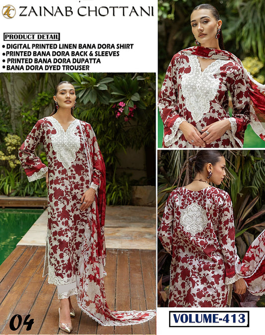 Zainab Chottani Bana Dora linen 3 Pc