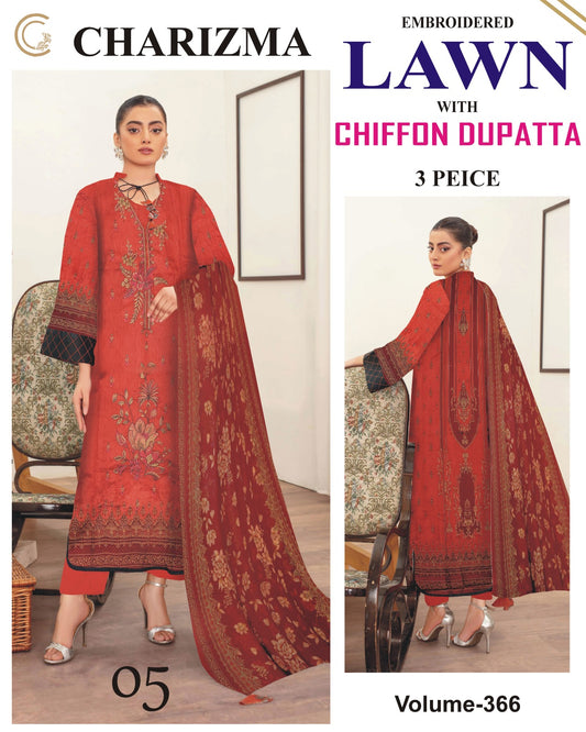 Different Brands Emb Lawn 3Pc Suit