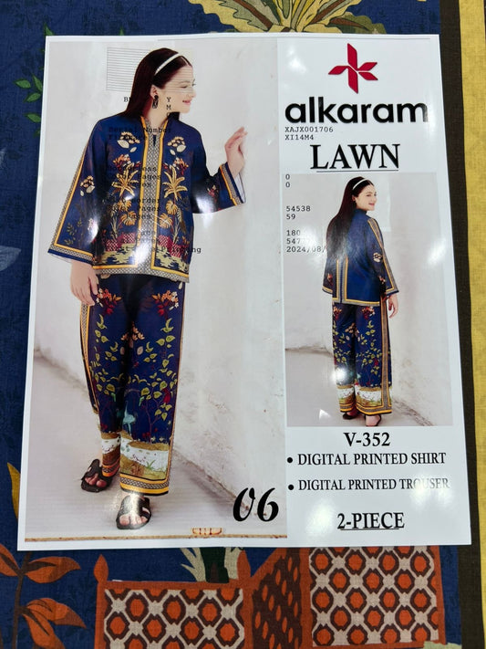 Alkaram Digital Printed Cord Set 2 Pc