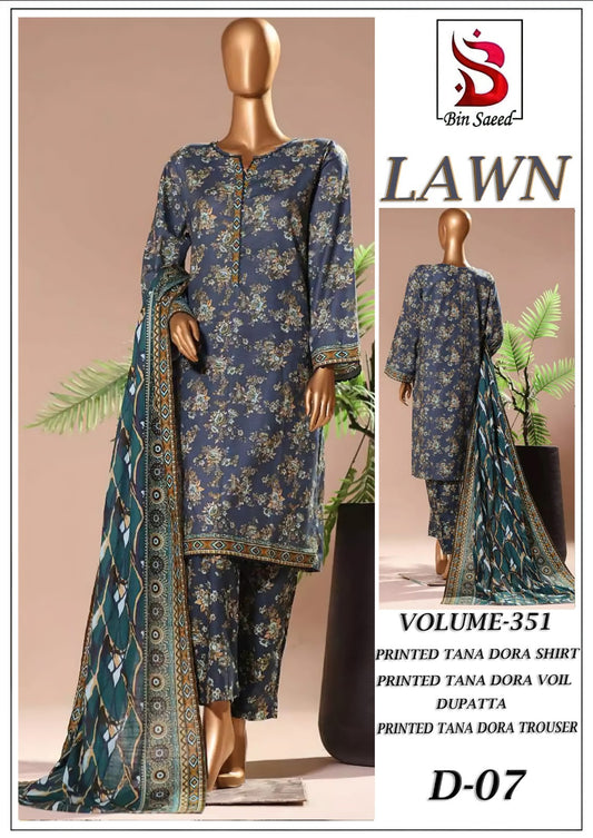 Bin Saeed Tana Dora Lawn 3Pc Suit