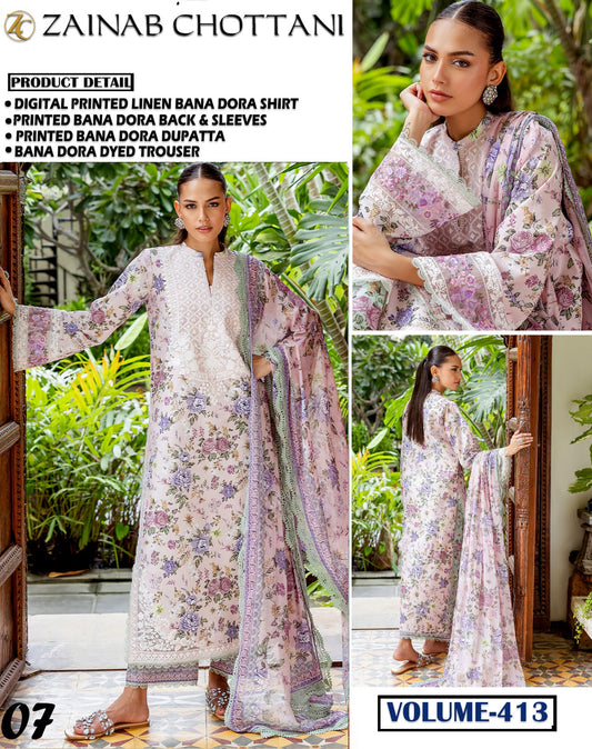 Zainab Chottani Bana Dora linen 3 Pc