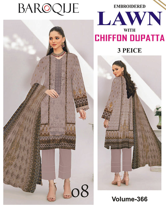 Different Brands Emb Lawn 3Pc Suit