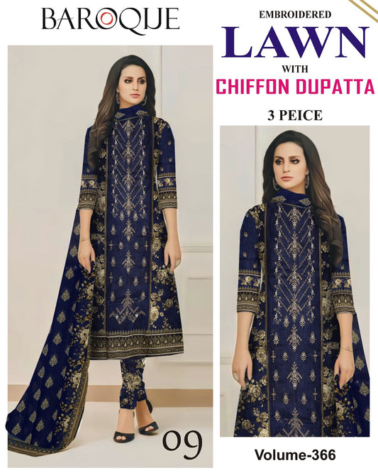 Different Brands Emb Lawn 3Pc Suit