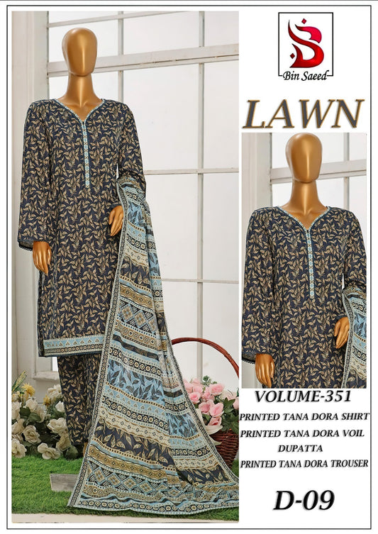 Bin Saeed Tana Dora Lawn 3Pc Suit