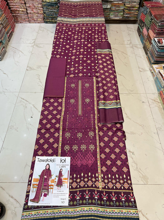 TAWAKAL LAWN 3PC SUIT