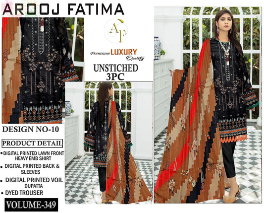 Arooj Fatima Original LAWN EMBROIDERED 3PC