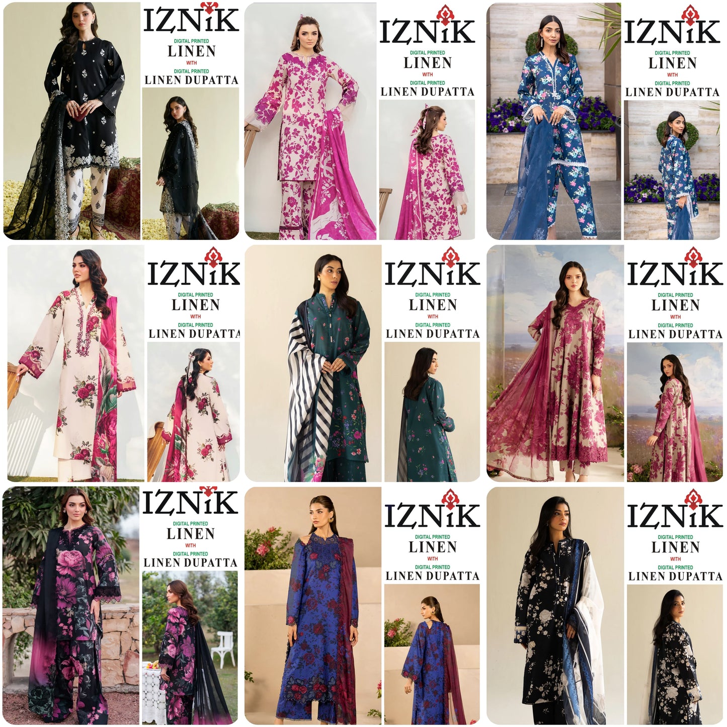 IZNIK LINEN Digital Printed 3PC