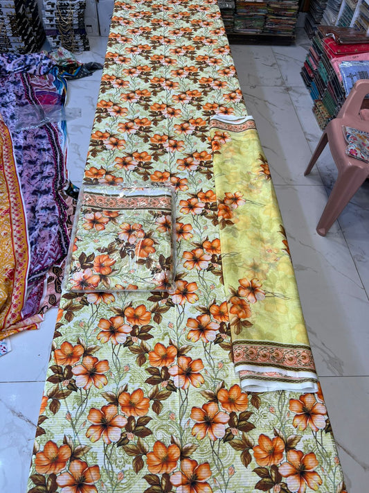 Original Bareeza 3Pc With Bamber Chiffon Dupatta