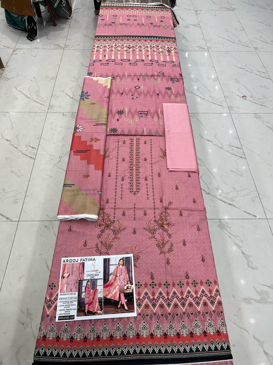 Arooj Fatima Original LAWN EMBROIDERED 3PC