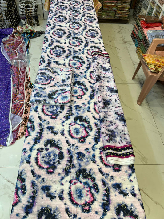 Original Bareeza 3Pc With Bamber Chiffon Dupatta