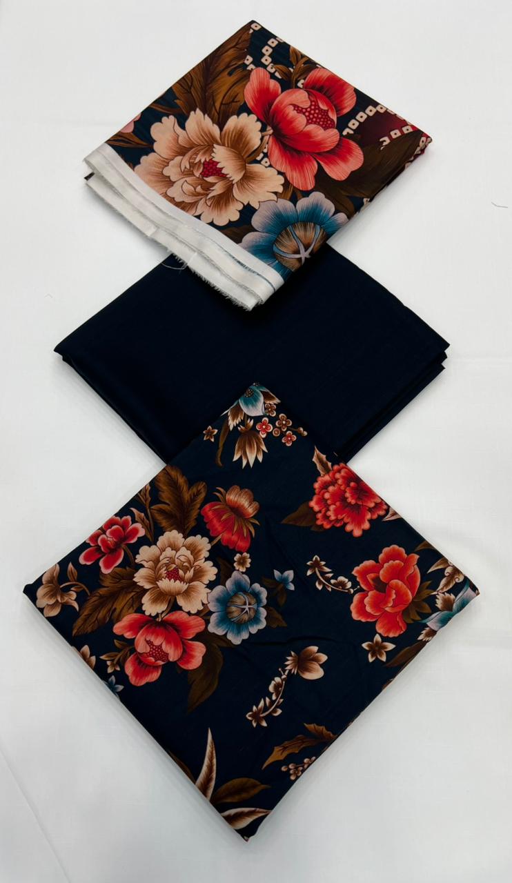 Classic Plain Linen 3PC with Same Fabric Dupatta