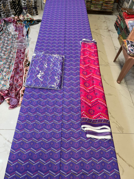 Original Bareeza 3Pc With Bamber Chiffon Dupatta