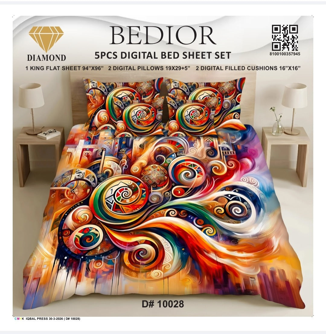 BEDIOR 5PCS DIGITAL BED SHEET SET 10028