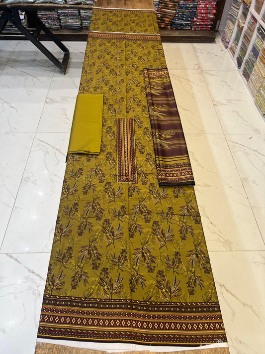 Classic Plain Linen 3PC with Same Fabric Dupatta