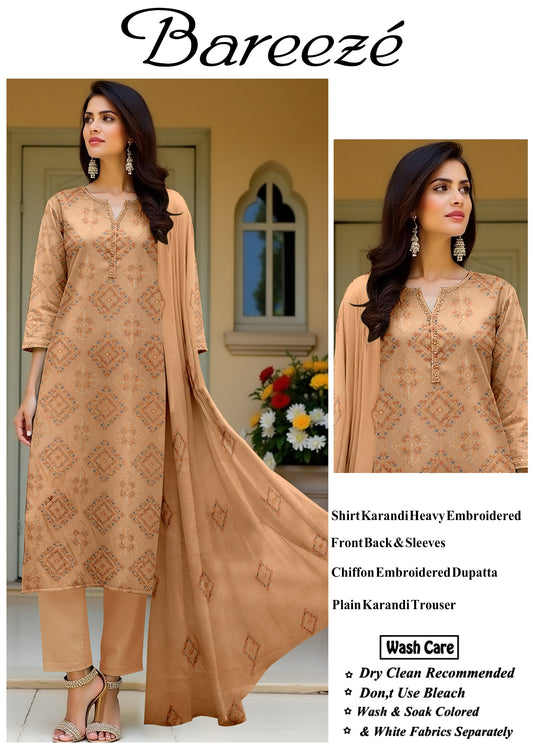 Bareeze karandi Embroidered 3PC