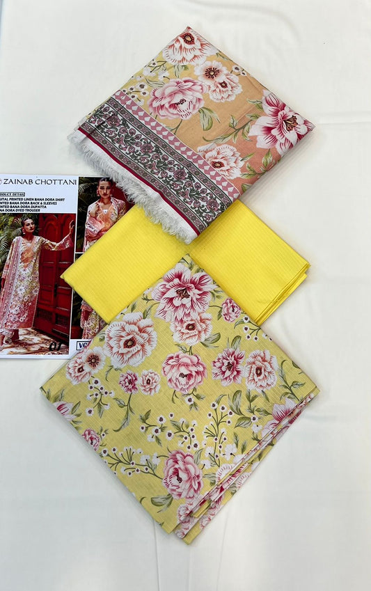Zainab Chottani Bana Dora linen 3 Pc