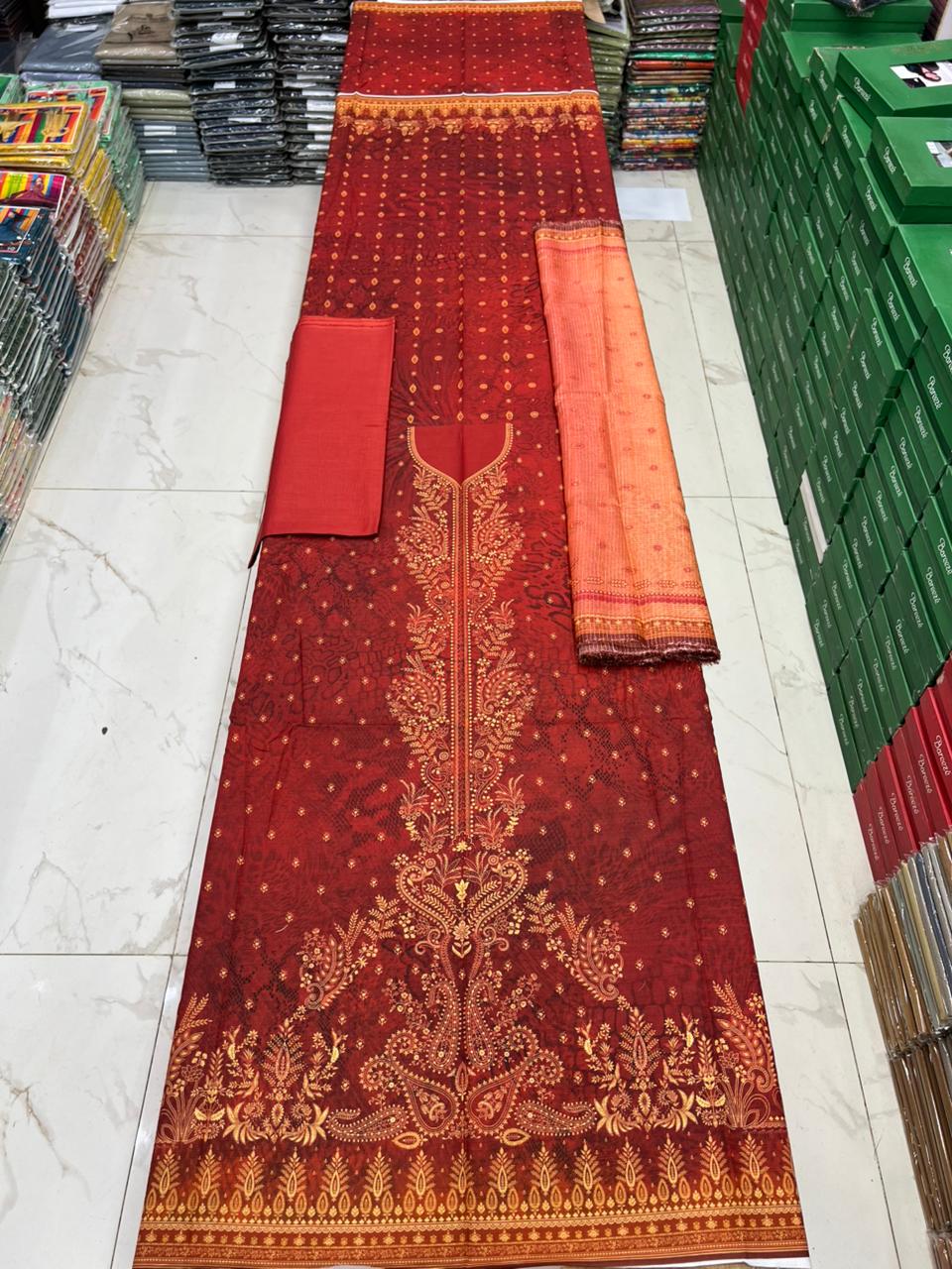 Almas Premium Bana Dora Lawn 3PC | Tarkashi Dupatta