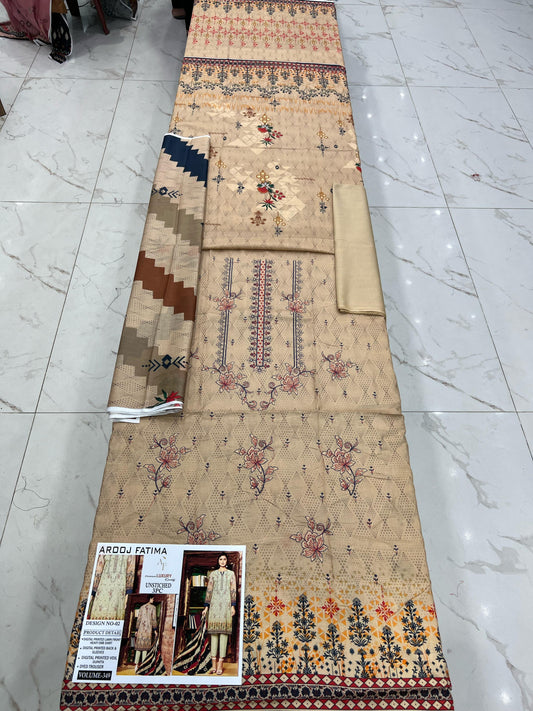 Arooj Fatima Original LAWN EMBROIDERED 3PC