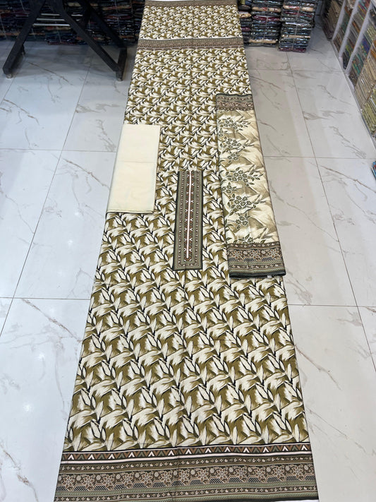 Classic Plain Linen 3PC with Same Fabric Dupatta