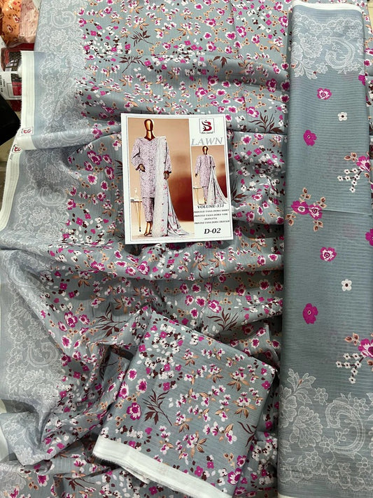 Bin Saeed Tana Dora Lawn 3Pc Suit