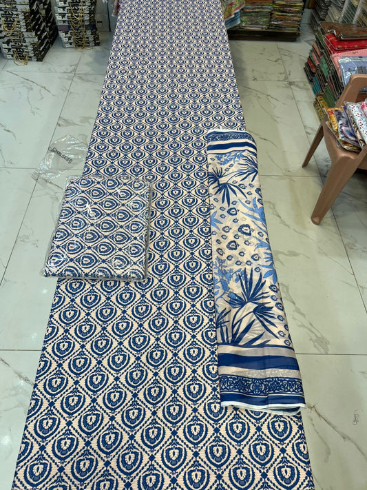 Original Bareeza 3Pc With Bamber Chiffon Dupatta