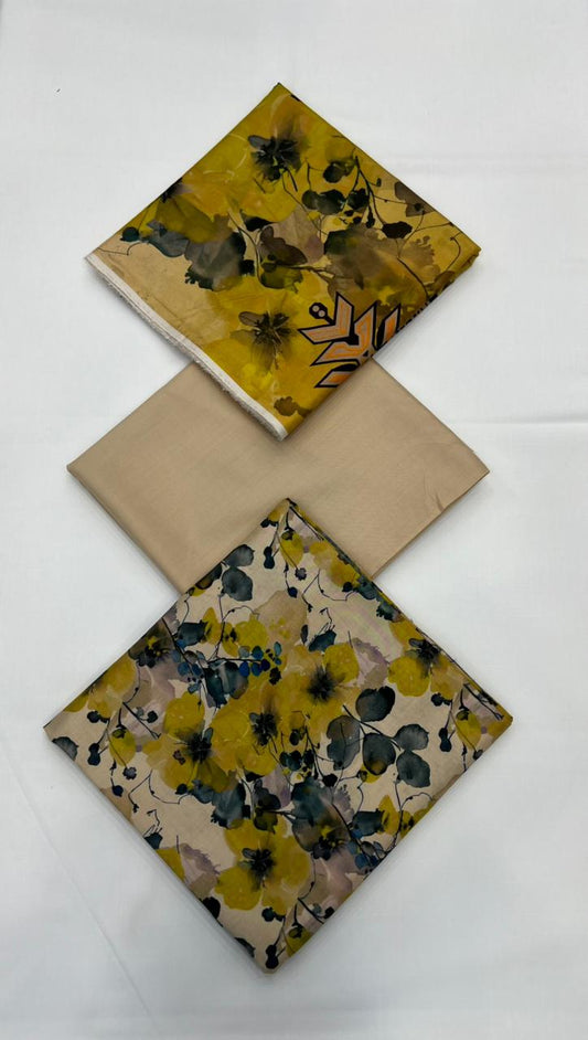 Classic Plain Linen 3PC with Same Fabric Dupatta