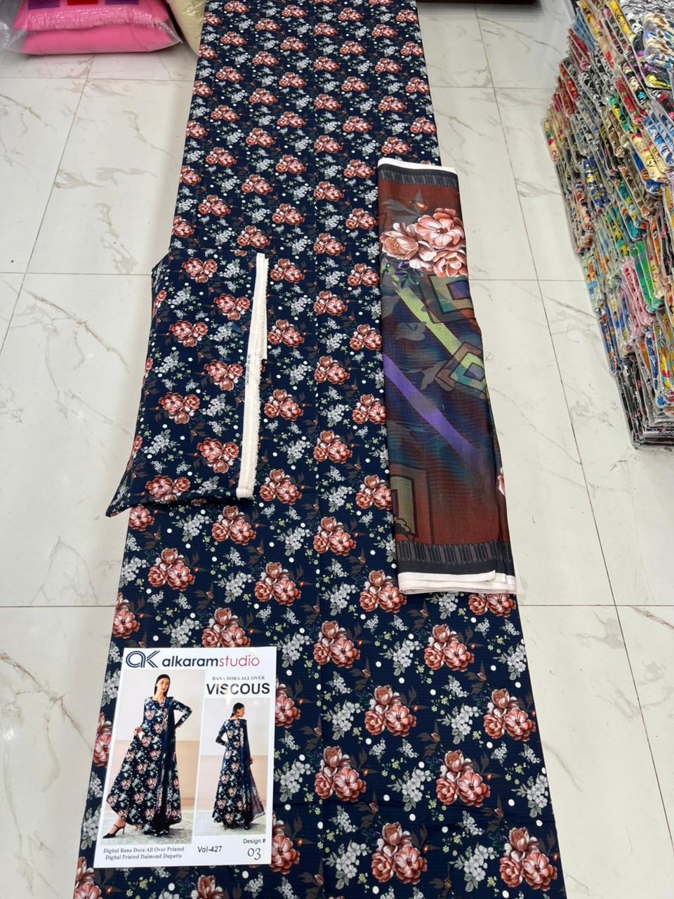 Alkaram Bana Dora Allover Viscose 3PC