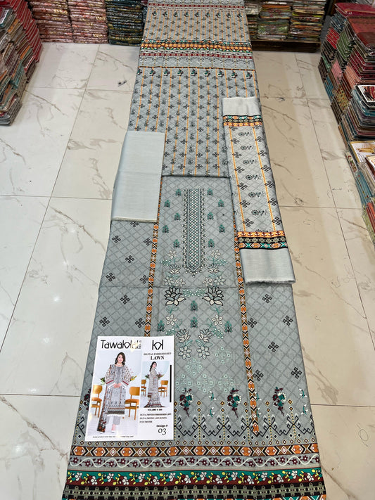 TAWAKAL LAWN 3PC SUIT