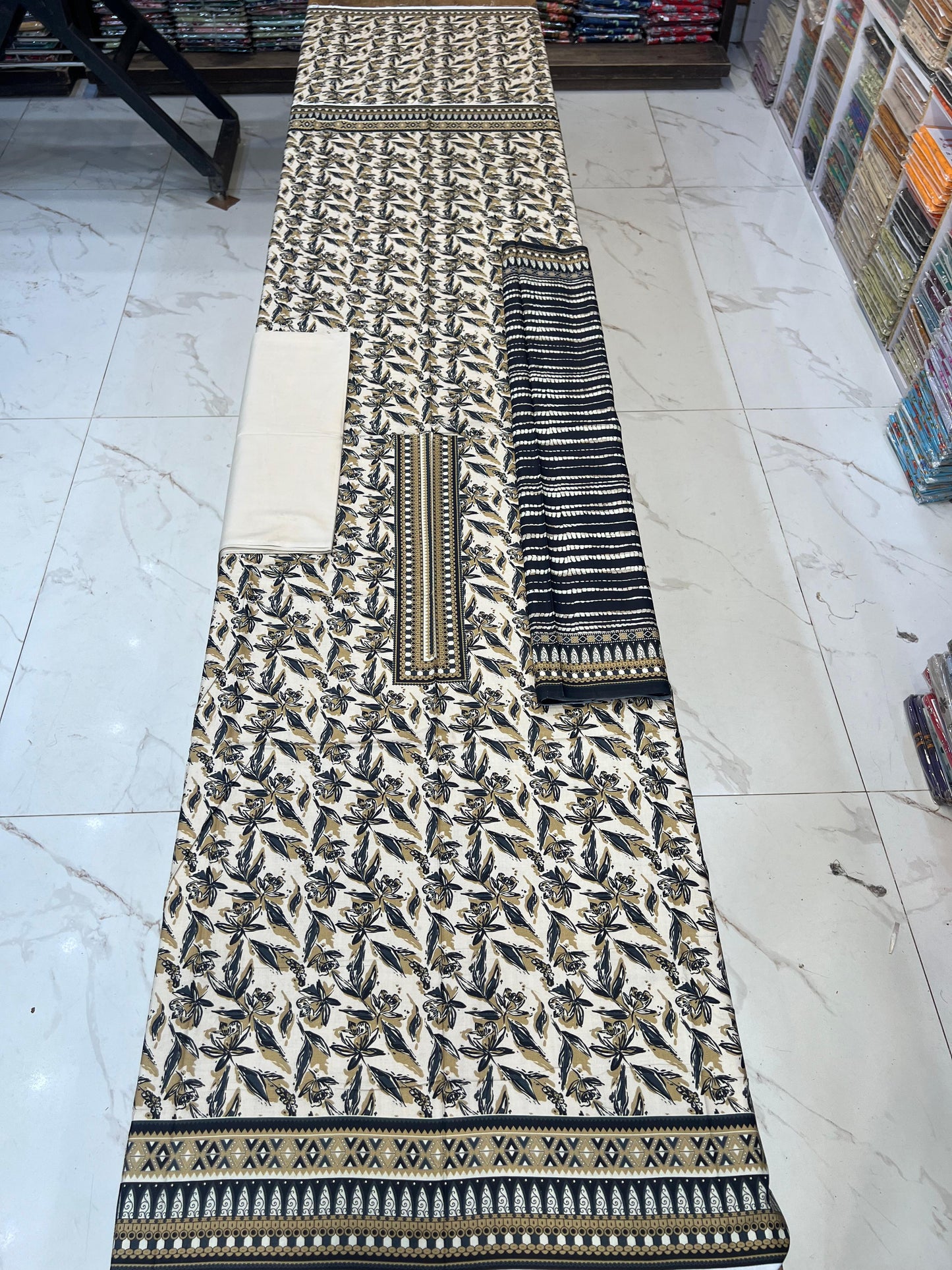 ✨Classic Plain Linen 3PC with Same Fabric Dupatta✨