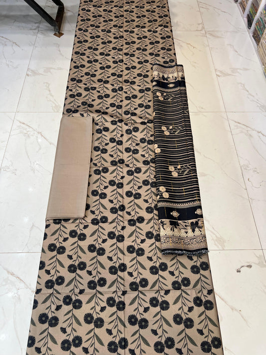 Bana Dora Tarkashi Dupatta Printed Linen 3PC