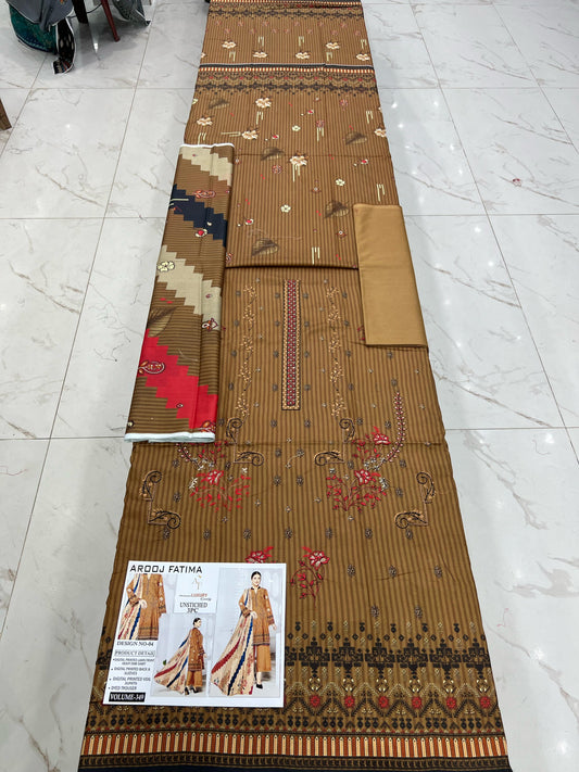 Arooj Fatima Original LAWN EMBROIDERED 3PC